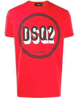 DSquared² Circle Logo Printed T-Shirt - Red