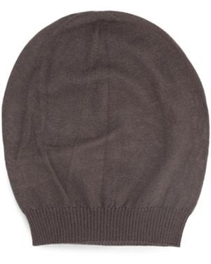 Rick Owens Fine-Knit Ribbed-Trim Beanie Hat - Grey
