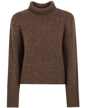 Lisa Yang Ribbed-Knit Roll-Neck Jumper - Brown