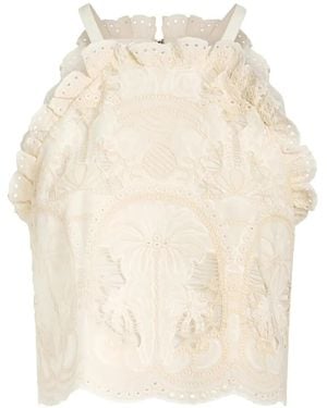 Marie Oliver Bethany Ruffled Broderie-Anglaise Top - White