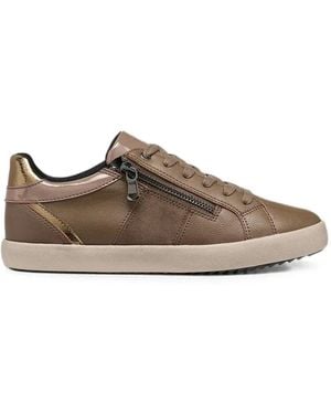 Geox Side-Zip Paneled Sneakers - Brown