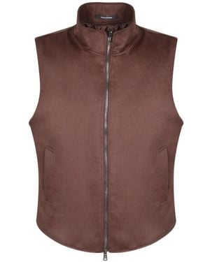 Tagliatore Zip-Up Gilet - Brown