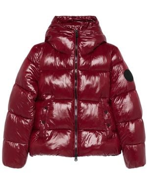 Save The Duck Hooded Quilted Jacket - Red