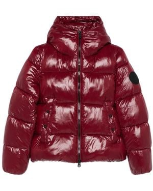 Save The Duck Hooded Quilted Jacket - Red