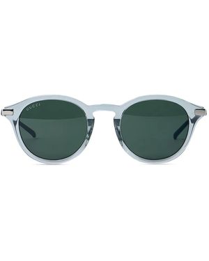 Gucci Round-Frame Web-Stripe Sunglasses - Green