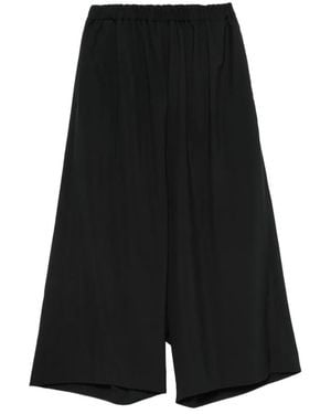 Comme des Garçons Elasticated-Waistband Cropped Pants - Black