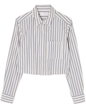 Moussy Camicia Crop A Righe - Bianco