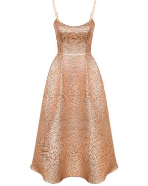 POST MERIDIEM Jacquard Corset-Bustier Midi Dress - Natural