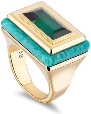 MASON & BOOKS 14Kt Geelgouden Ring - Blauw