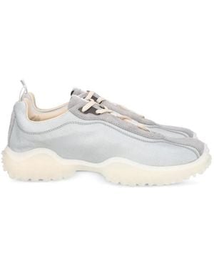 Miu Miu Baskets Plume En Daim Et Tissu Technique - White