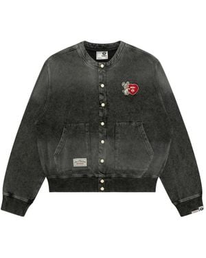 Aape By A Bathing Ape Patch Button Bomber Jacket - Black