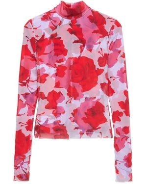MSGM Floral-Print Top - Red