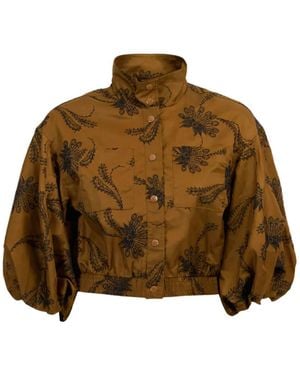 Cinq À Sept Iggy Paisley-Embroidered Cropped Jacket - Brown