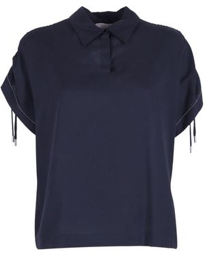 Peserico Monili-Chain Drawstring-Cuff Blouse - Blue
