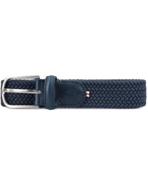 La Boucle Woven Leather-Detail Belt - Blue