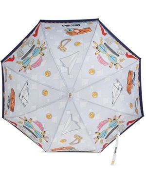 Moschino Print Umbrella - Blau