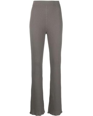 Nanushka Ribbed-Knit Flared Trousers - Grey