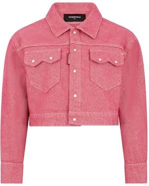 DSquared² Boxy Oxford Denim Jacket - Pink