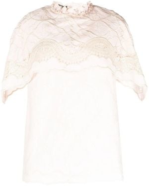 Alberta Ferretti Embroidered Short-Sleeve Blouse - White