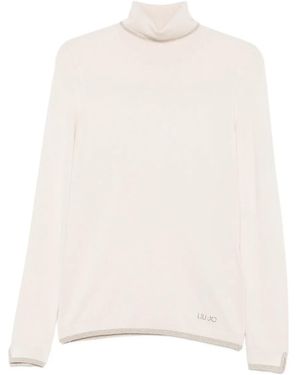 Liu Jo Turtleneck Metallic-Trimmed Sweater - White