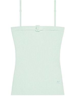 Courreges Geripptes Strickoberteil Mit Schnallendetail - Grün