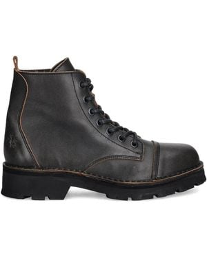 Fly London Bottines Lacées À Semelle Crantée - Black
