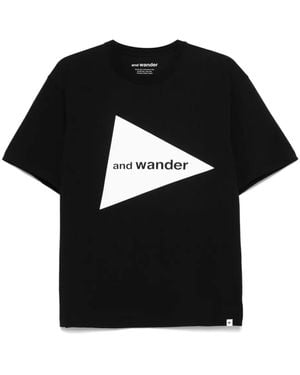 and wander Logo-Print T-Shirt - Black