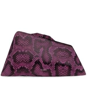 The Attico 8.30 Pm Snakeskin-Effect Clutch Bag - Purple