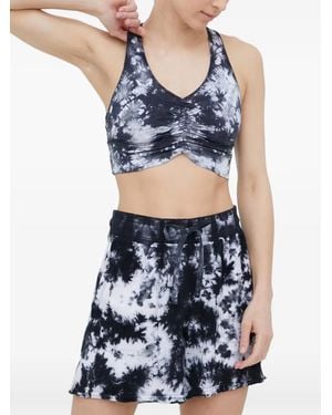 DKNY Tie-Dye Ruched Sports Bra - Blue