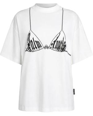 Palm Angels Bra Loose T-Shirt Mit Rundem Ausschnitt - Weiß