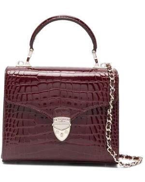Aspinal of London Medium Mayfair Crocrodile-Embossed Tote Bag - Purple