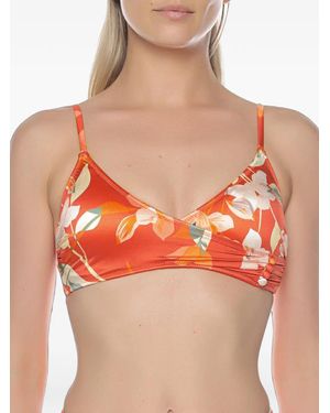 Gottex Floral-Print Triangle Bikini Top - Orange