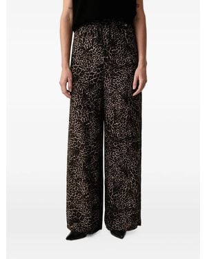 Silvian Heach Leopard-Print Palazzo Trousers - Black