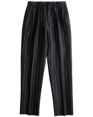 Wacko Maria Pleated Pinstripe Trousers - Black