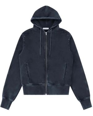 Entire studios Faded-Wash Zip-Up Hoodie - Blue