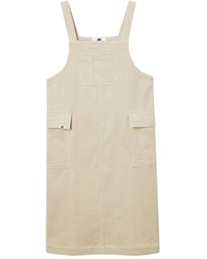 Chocoolate Flap-Pocket Corduroy Midi Dress - Natural