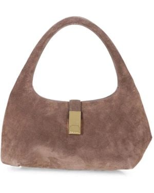 Mouliebre Logo-Plaque Suede Tote Bag - Brown