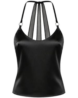 OW Collection Lindsey Mesh-Panel Top - Black