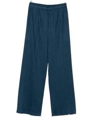 Issey Miyake Plissé-Effect Trousers - Blue