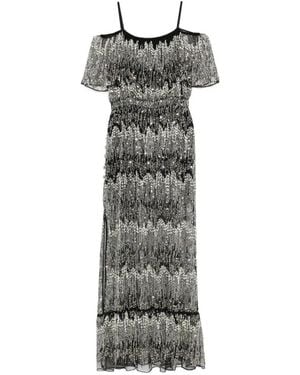 Rabanne Sequin-Embellished Cold-Shoulder Maxi Dress - Gray
