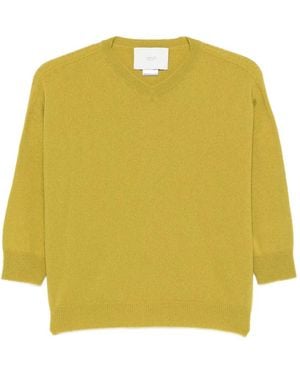 Vanisé Pullover Mit V-Ausschnitt Und Dreiviertelärmeln - Gelb