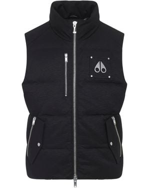 Moose Knuckles Chaleco Acolchado Con Placa Del Logo - Negro