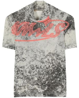 KNWLS Logo-Print Bleached-Effect T-Shirt - Grey