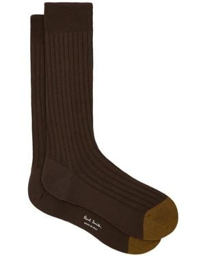 Paul Smith Calcetines Con Puntera En Contraste - Marrón