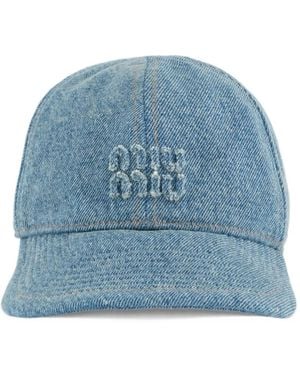Miu Miu Washed Denim Baseball Cap - Blue