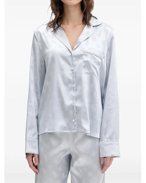 Guess Sylvie Logo-Print Pocket Pajamas - Gray