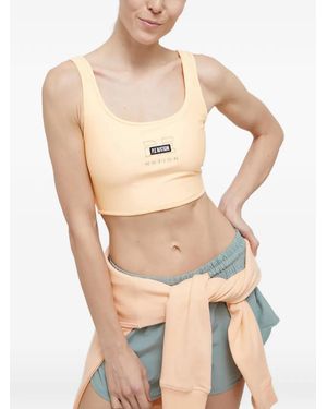 P.E Nation Logo-Patch Sports Bra - Natural