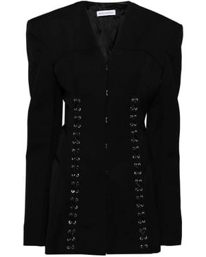 Mach & Mach Corset Hook-And-Eye Wool Mini Dress - Black