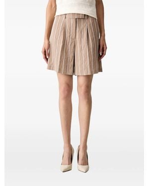 Morgan High-Waisted Striped Shorts - Natural