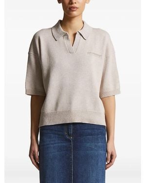 Peserico Short-Sleeve Embellished Knitted Top - Blue